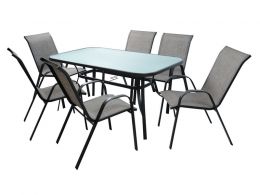 ΣΕΤ ΤΡΑΠΕΖΑΡΙΑΣ 7ΤΜΧ ΜΕΤΑΛΛΙΚΟ 140x80x70cm ΑΝΘΡΑΚΙ ΜΕ ΜΑΥΡΟ