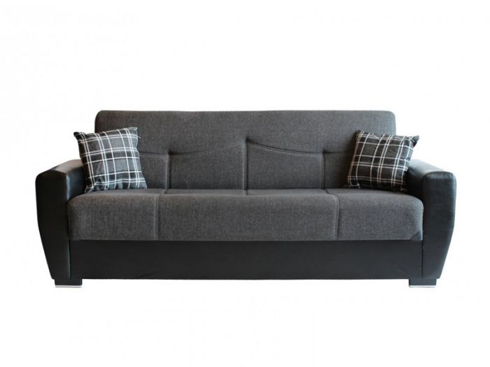 ΚΑΝΑΠΕΣ - ΚΡΕΒΑΤΙ 3 ΘΕΣΕΩΝ TORONTO ΜΑΥΡΟ - ΓΚΡΙ 216x81xY92cm