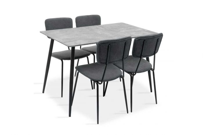 ΤΡΑΠΕΖΑΡΙΑ CUBE-TANIA  ΣΕΤ 5TEM GREY CEMENT-ΑΝΘΡΑΚΙ 120x80x76cm