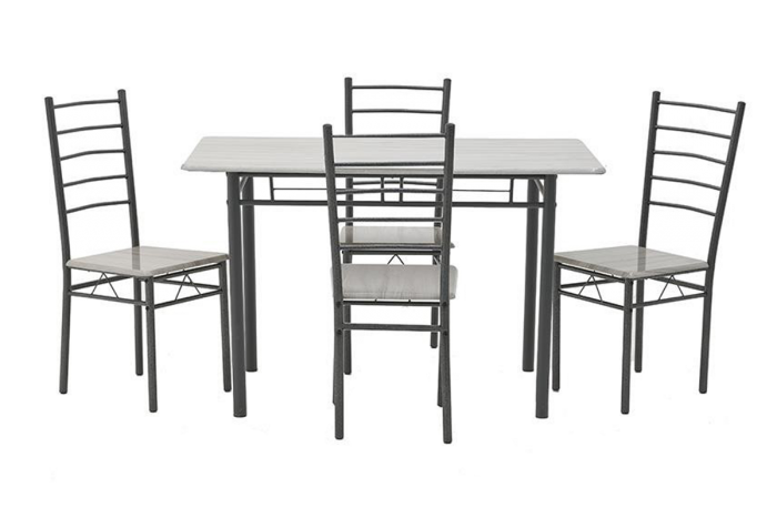 ΤΡΑΠΕΖΑΡΙΑ CLARA ΣΕΤ 5τεμ ΞΥΛΟ / ΜΕΤΑΛΛΟ ΑΝΘΡΑΚΙ / ΓΚΡΙ 120x68x75cm