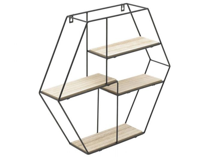 ΡΑΦΙΕΡΑ ΤΟΙΧΟΥ ΞΥΛΟ ΜΕΤΑΛΛΟ 50x10x46cm ΜΑΥΡΗ