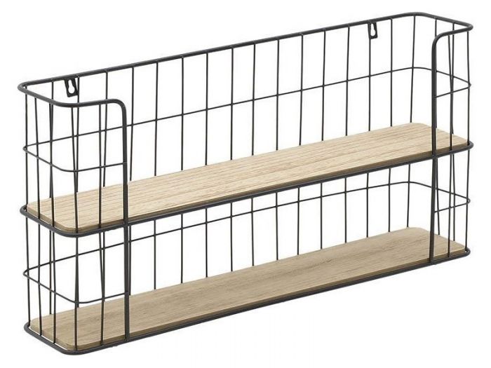 ΡΑΦΙΕΡΑ ΤΟΙΧΟΥ ΞΥΛΟ / ΜΕΤΑΛΛΟ ΜΑΥΡΟ 66x14x23cm