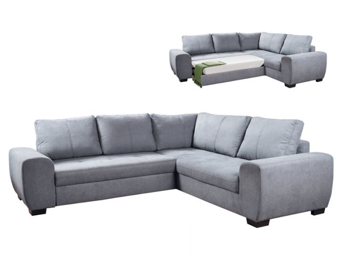 ΓΩΝΙΑΚΟΣ ΚΑΝΑΠΕΣ ΚΡΕΒΑΤΙ BARCHELLO ΓΚΡΙ 250x285xY85cm