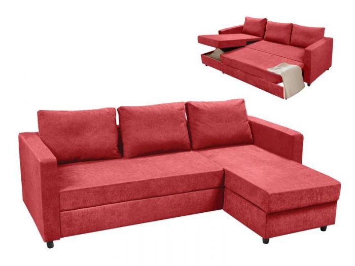 ΓΩΝΙΑΚΟΣ ΚΑΝΑΠΕΣ ΚΡΕΒΑΤΙ & ΑΠΟΘΗΚΕΥΣΗ "FERRE" ΚΟΚΚΙΝΟΣ